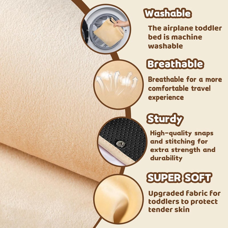 TrekBabe Toddler Airplane Bed, Airplane Seat Extender for Kids, Baby Travel Essentials, Beige - Image 3